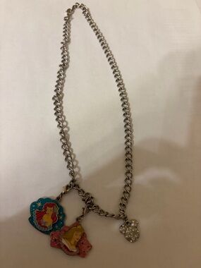 Walt Disney World Parks link charm necklace with crystal Mickey charm 18”
